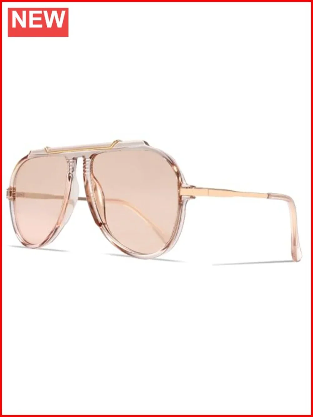 Retro 70s Oversized Aviator Sunglasses Gold Metal Tangle-Free UV400